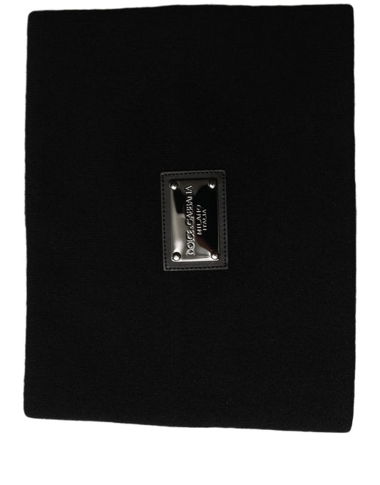 Dolce & Gabbana Black Cashmere Logo Plaque Neck Warmer Scarf