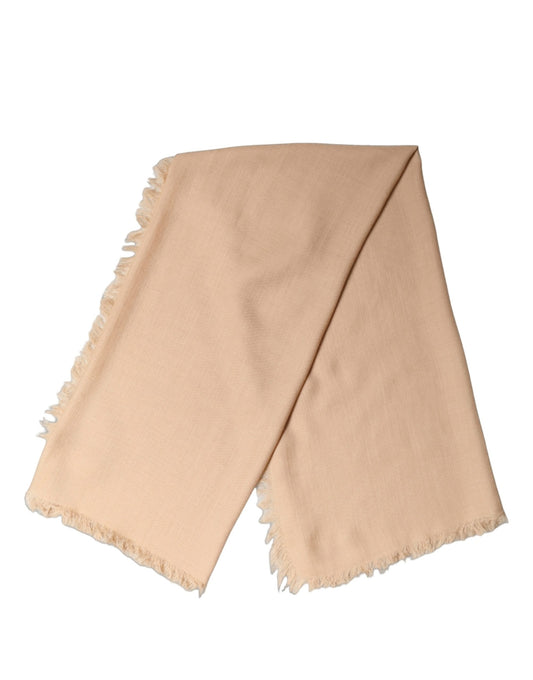 Dolce & Gabbana Beige Silk Wool Fringed Men Lace Stole Scarf