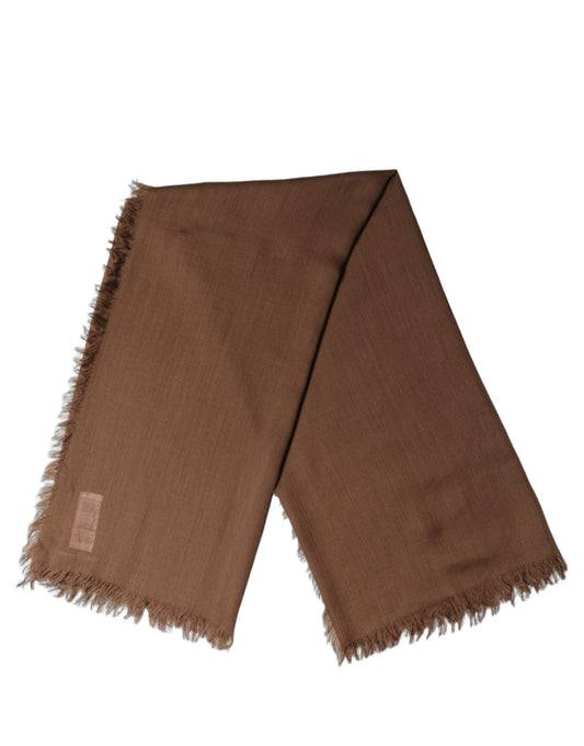 Dolce & Gabbana Brown Silk Wool Fringed Men Lace Stole Scarf