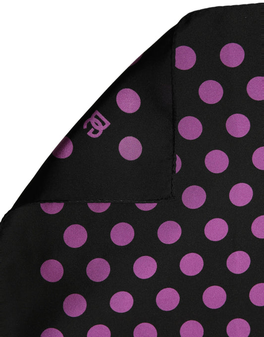 Dolce & Gabbana Purple Black Polka Dot Square Foulard Scarf