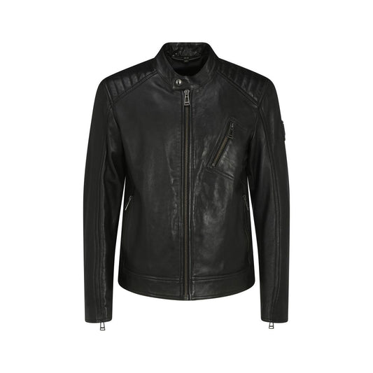 Belstaff Black Lamb Ovis Aries Leather Jacket