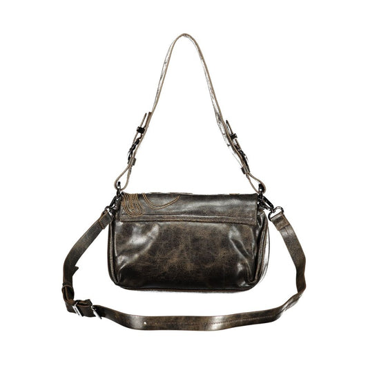 Desigual Brown Polyurethane Women's Bag with Embroidery and Magnet Closure