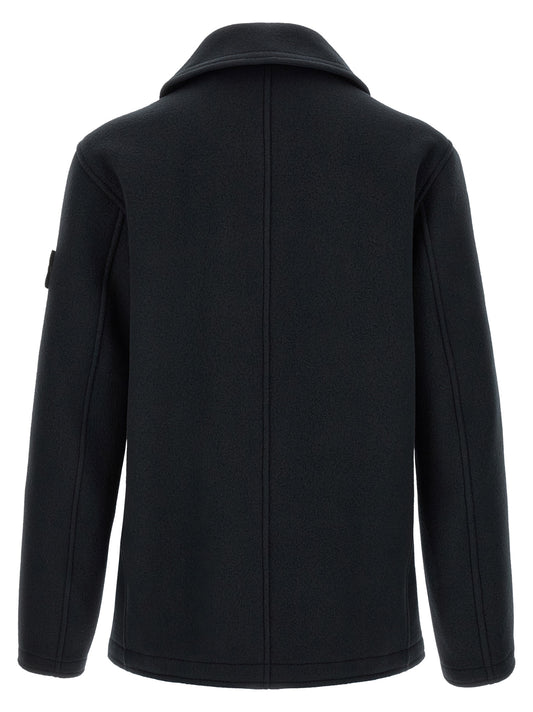 Stone Island Blue Cotton Coat