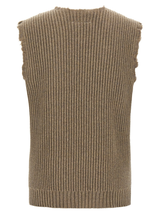 MM6 Maison Margiela Beige Wool Sleeveles Sweater