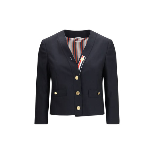Thom Browne Blue Wool Biker Jacket