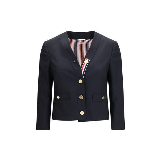 Thom Browne Blue Wool Biker Jacket