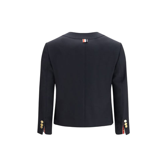 Thom Browne Blue Wool Biker Jacket