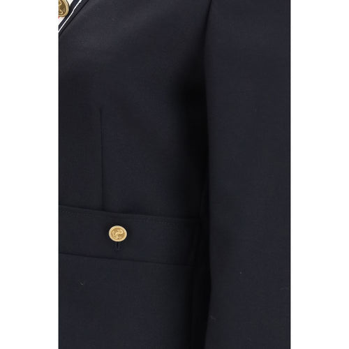 Thom Browne Blue Wool Biker Jacket