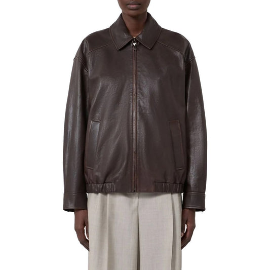 Max Mara Brown Lamb Leather Leather Jacket