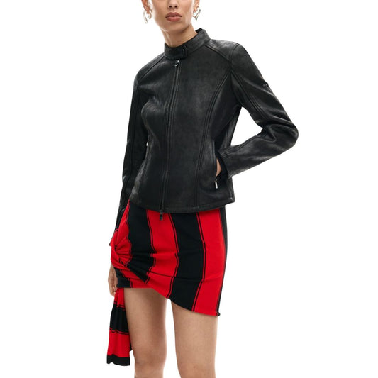 Desigual Black Polyester Leather Jacket