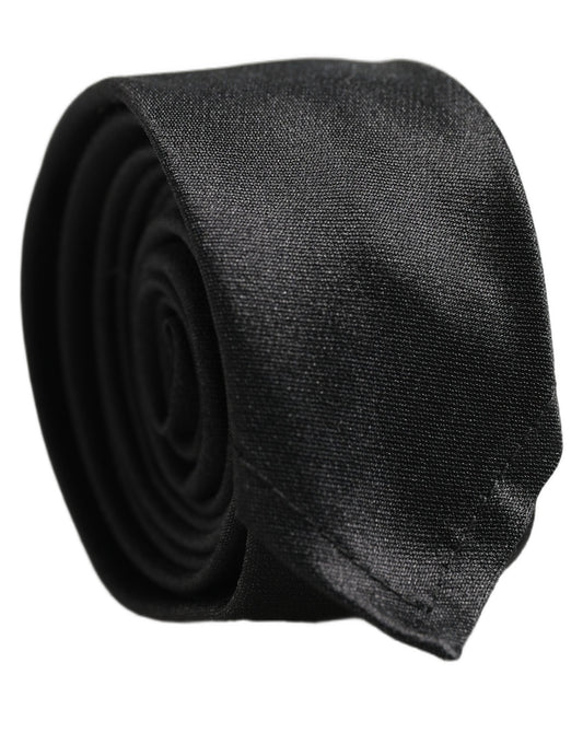 Dolce & Gabbana Men Black Satin Silk Classic Adjustable Tied Necktie Tie