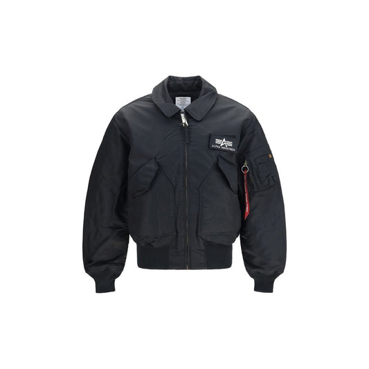 ALPHA INDUSTRIES Black Polyester Bomber