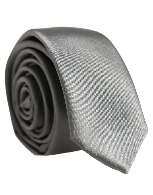 Dolce & Gabbana Gray Satin 100% Silk Adjustable Tied Men Necktie Tie