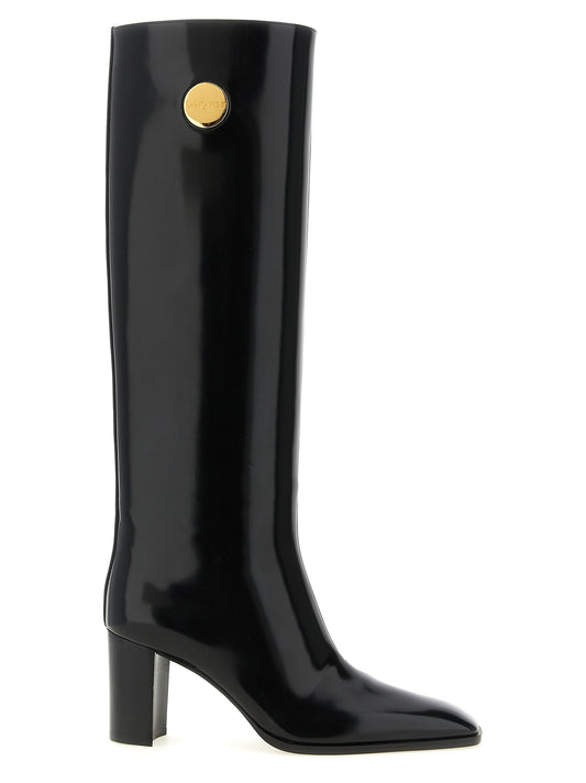 Saint Laurent Black Calfskin Over The Knee