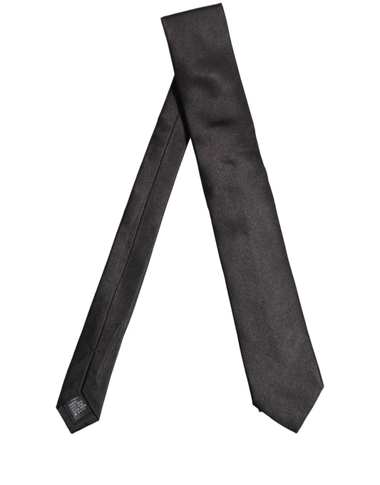 Dolce & Gabbana Black Satin 100% Silk Adjustable Tied Men Necktie Tie