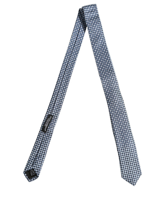 Dolce & Gabbana Blue Circle Pattern Silk Adjustable Necktie Accessory Tie