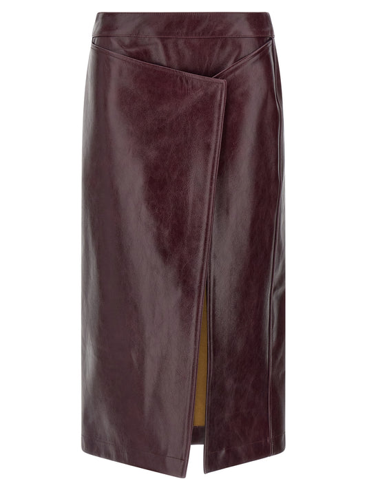 Armarium Bordeaux Cowhide Midi Skirt