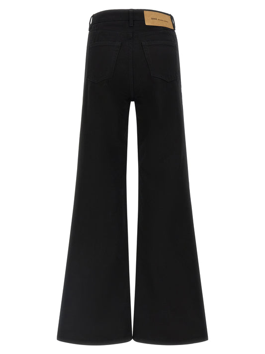 Ami Paris Black Cotton Flared Jeans