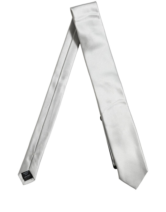 Dolce & Gabbana Gray Satin 100% Silk Adjustable Tied Men Necktie Tie