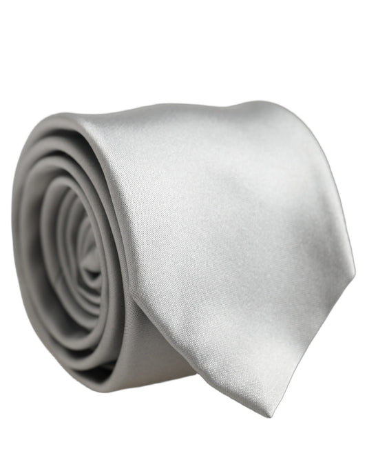 Dolce & Gabbana Gray Satin 100% Silk Adjustable Tied Men Necktie Tie