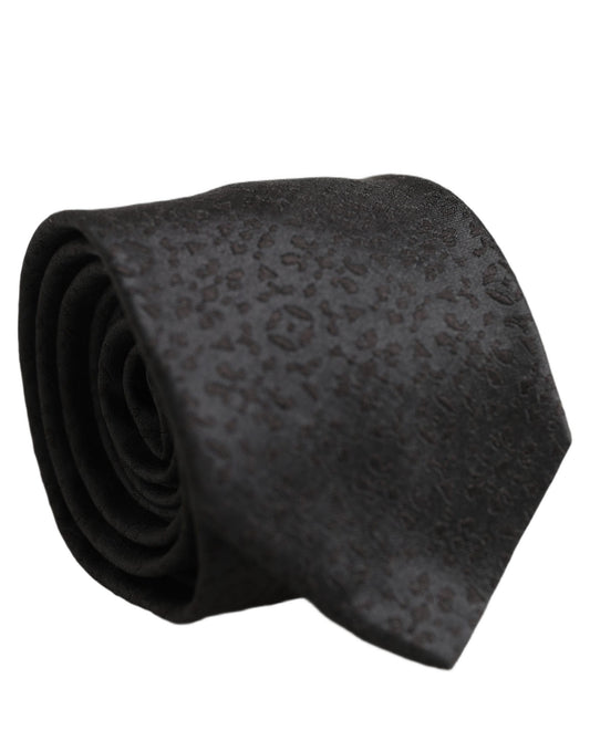 Dolce & Gabbana Black Swirl Pattern Silk Adjustable Necktie Accessory Tie