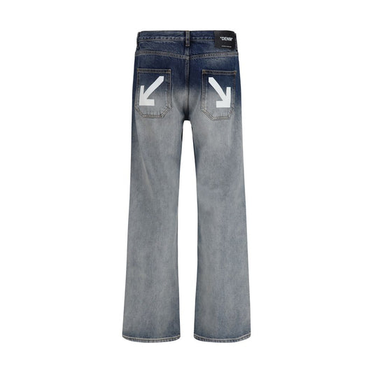Off-White Gray Cotton Straight-Leg Jeans