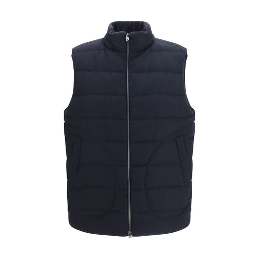 Herno Blue Wool Sleeveless Jacket