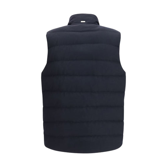 Herno Blue Wool Sleeveless Jacket