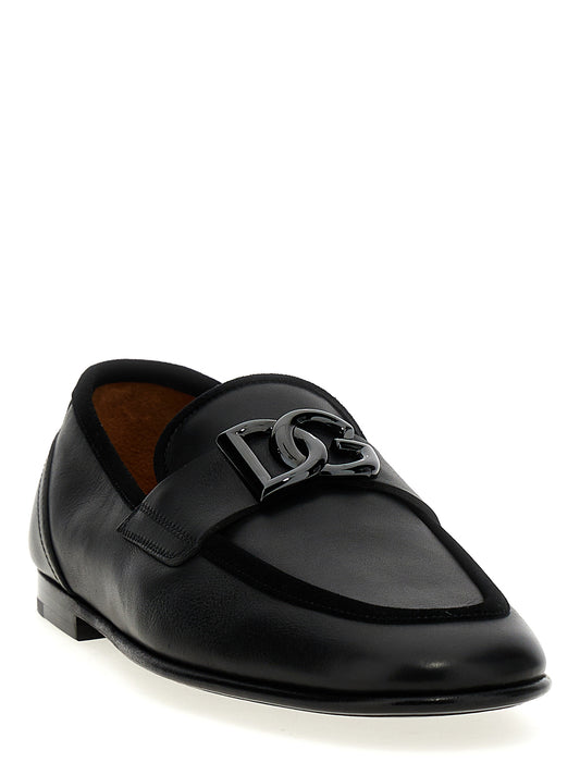 Dolce & Gabbana Black Calfskin Slip-On Loafers