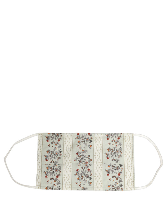 Dolce & Gabbana White Floral Cotton Pleated Elastic Ear Strap Face Mask