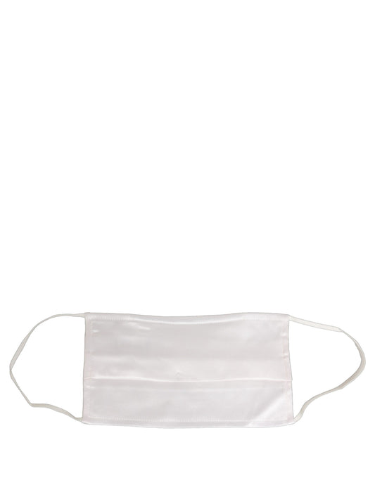 Dolce & Gabbana White Satin Silk Pleated Elastic Ear Strap Face Mask