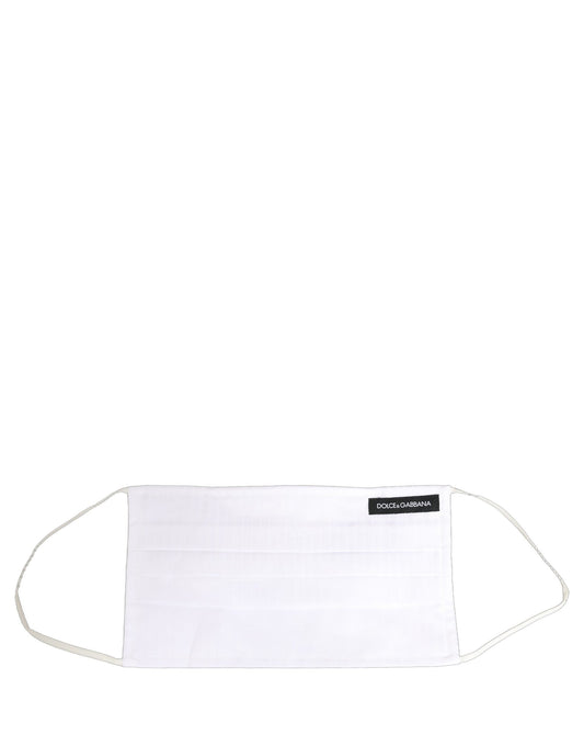Dolce & Gabbana White 100% Cotton Pleated Elastic Ear Strap Face Mask