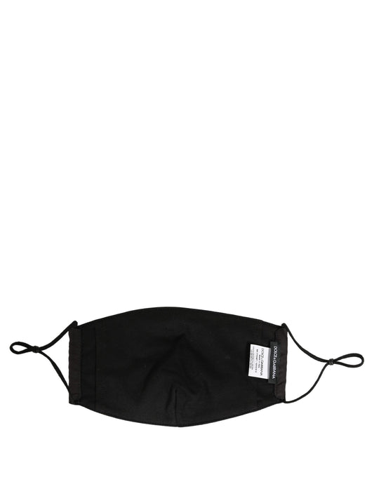 Dolce & Gabbana Black White Logo Baroque Elastic Ear Strap Face Mask