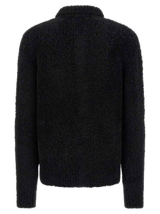 Dolce & Gabbana Black Alpaca Leather Cardigan
