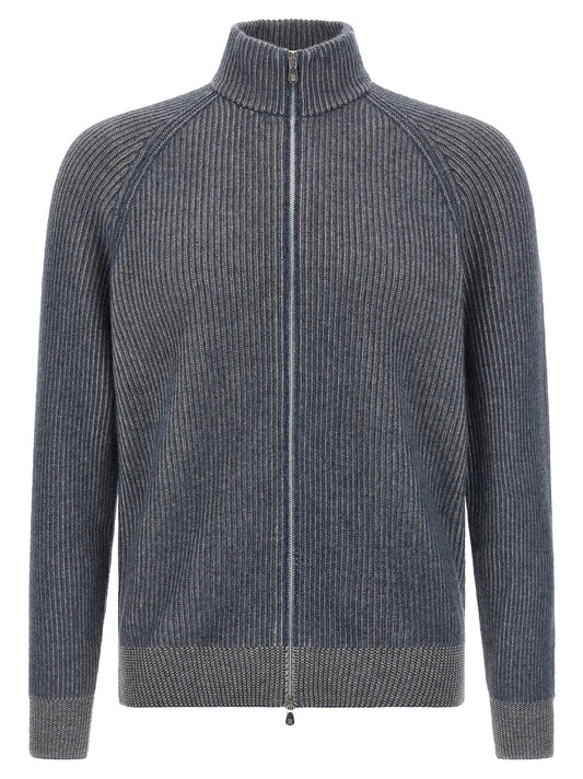 Brunello Cucinelli Blue Cashmere Cardigan