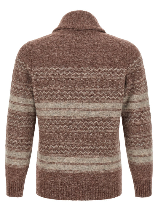 Brunello Cucinelli Brown Alpaca Leather Cardigan