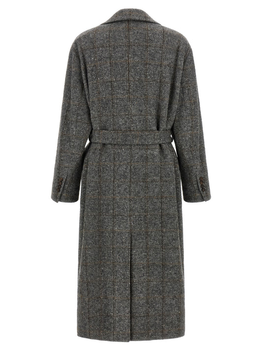 Brunello Cucinelli Gray Alpaca Leather Coat