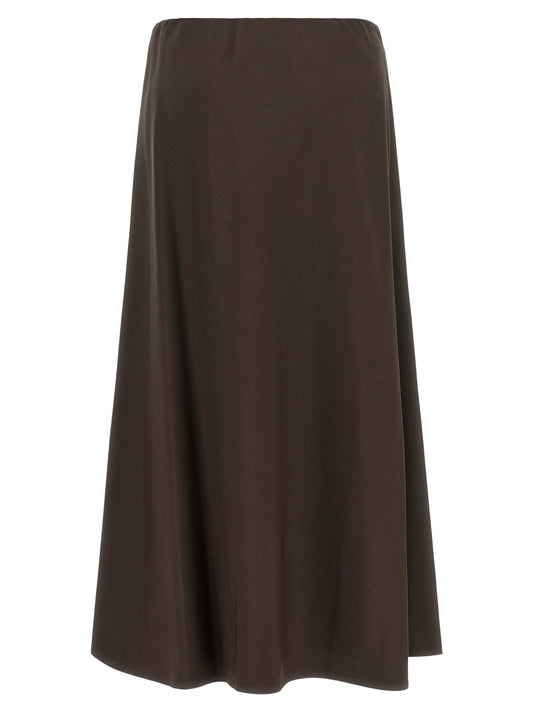 Brunello Cucinelli Brown Virgin Wool Midi Skirt