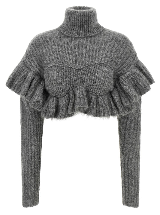 Elisabetta Franchi Gray Mohair Cardigan
