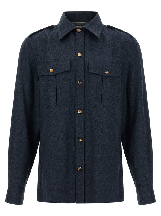 Brunello Cucinelli Blue Virgin Wool Blouse