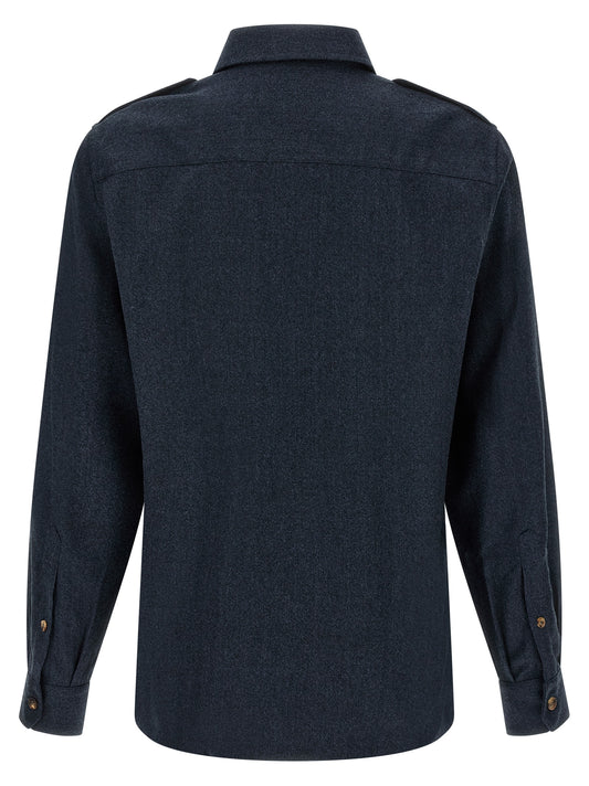 Brunello Cucinelli Blue Virgin Wool Blouse