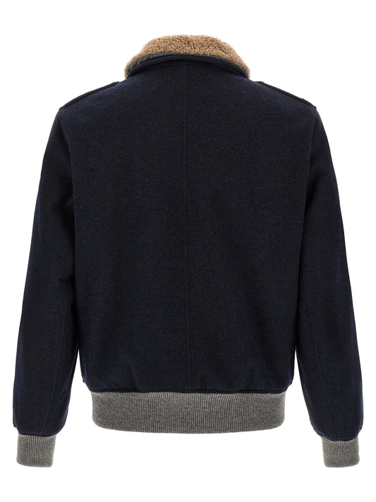 Brunello Cucinelli Blue Cashmere Bomber