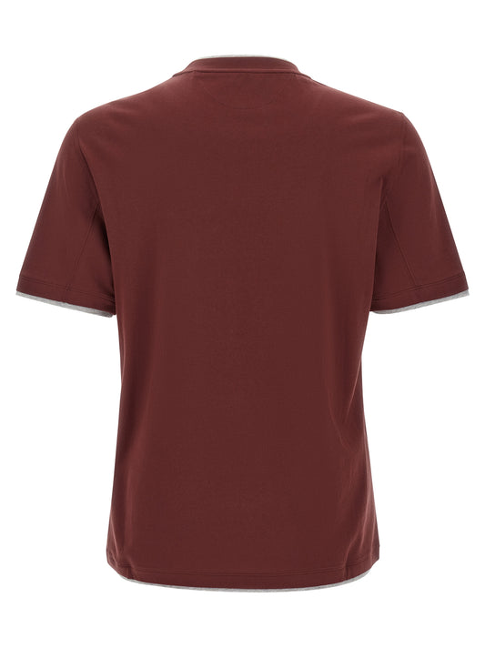 Brunello Cucinelli Bordeaux Cotton T-Shirt