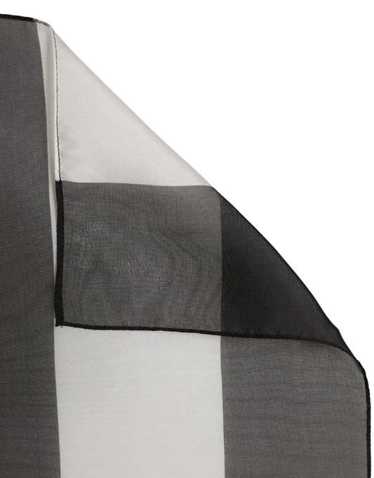 Dolce & Gabbana Black White Stripe Silk Square Foulard Scarf