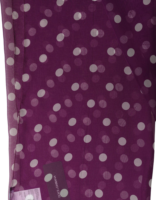 Dolce & Gabbana Purple White Polka Dot Shawl Stole Scarf