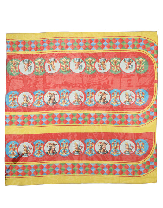 Dolce & Gabbana Multicolor Silk Carretto Print Foulard Scarf