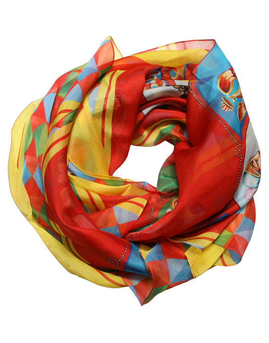 Dolce & Gabbana Multicolor Silk Carretto Print Foulard Scarf