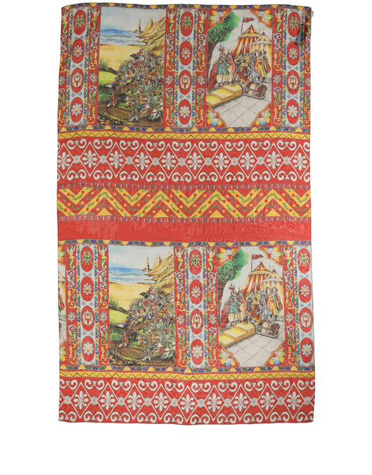 Dolce & Gabbana Multicolor Silk Printed Shawl Stole Scarf