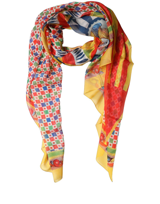 Dolce & Gabbana Multicolor Silk Carretto Print Stole Scarf