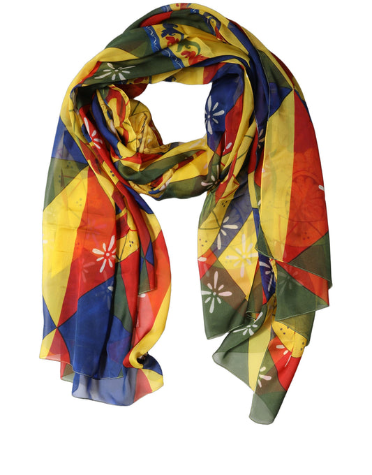 Dolce & Gabbana Multicolor Silk Printed Shawl Stole Scarf